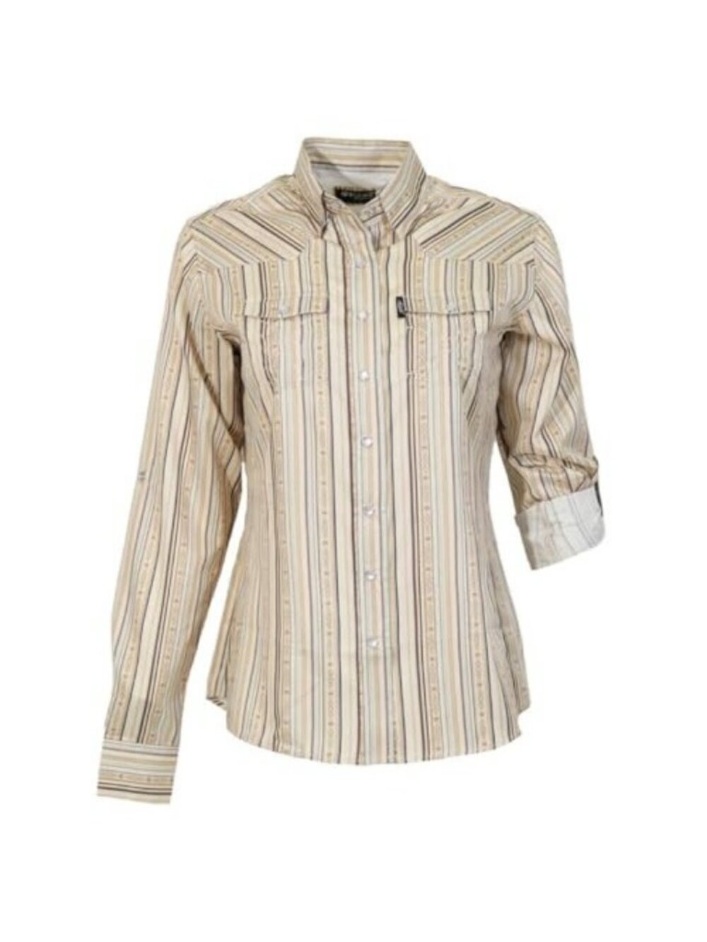 Hooey Habitat Women's Long Sleeve SOL Aztec Stripe Pattern Snap Shirt Cream